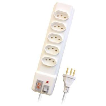 Imagem de Filtro De Linha 05 Tomadas Bivolt Proteção Chave Led Branco - F.C