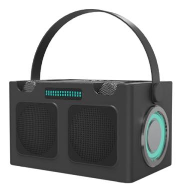 Imagem de Máquina de karaokê portátil com alto-falante Bluetooth, show de luzes LED dinâmico e som Hi-Fi de 360°: 4 horas de duração para cantar, microfones duplos, alto-falante quádruplo para festas de KT