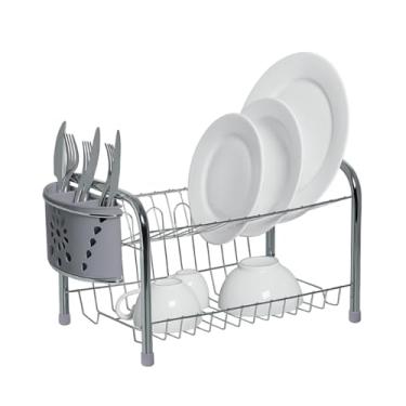 Imagem de Escorredor Secador Duplo Rei Com Porta Copo E Talher(Chumbo)