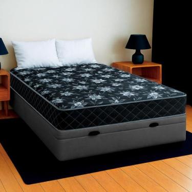 Imagem de Cama Box Baú Casal Cinza + Colchão Monaco D33 PoliConfort