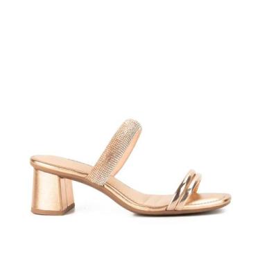 Imagem de Tamanco Feminina Dakota Slide Brilhos Festa Salto Bloco Alto, 36, Ouro