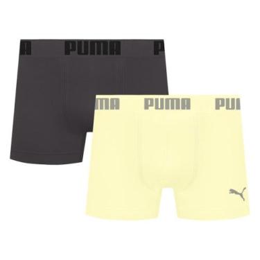 Imagem de Kit 2 Cuecas Puma Boxer Sem Costura Masculina, Grafite, Amarelo, EG