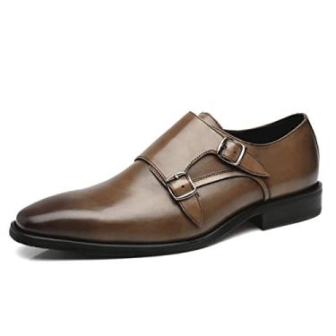 Imagem de La Milano sapato social masculino de couro Oxford com alça dupla e sem cadarço, casual, confortável, casual, Charles-2-brown, 7.5