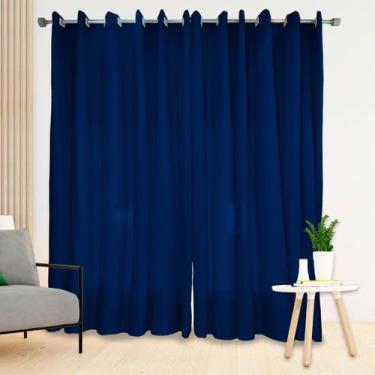 Imagem de Cortina Manu 3.00m x 2.50m Decorativa Micro Percal Ilhós Branco Sala Q