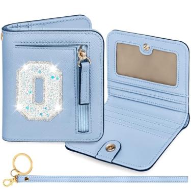 Imagem de YQE Carteira com inicial RFID para meninas pequenas, presentes na moda, aniversário, Natal, meia ideia de presente para adolescentes, filha, neta, sobrinha, 6, 7, 8, 9, 10, 11, 12, 13 anos, Azul, O
