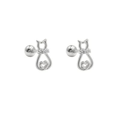 Imagem de Brincos femininos pequenos de aço inoxidável banhado a prata/ouro cristal coração amor cartilagem minúsculo tragus piercing dorminho tragus pijama joias modernas hipoalergênicas, Small, Aço inoxidável