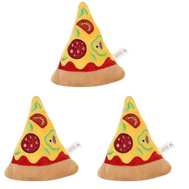 Imagem de LOGOFUN 3 peças de brinquedo de cachorro em forma de pizza, brinquedo para mastigar cachorro, brinquedo engraçado mordendo para animais de estimação