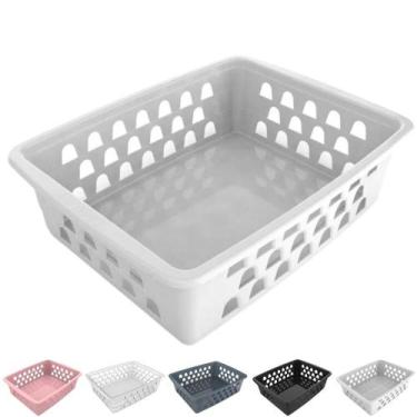 Imagem de Cesto Organizador Multiuso Decorativo Grande 25x20 cm - Uninjet, Branc
