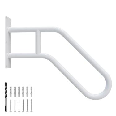 Imagem de Corrimãos para degraus externos, suporte de parede, grades de escada para 1 a 3 degraus, corrimão de escada em forma de U para garagem, varanda, quintal e jardim - branco, 1 pacote