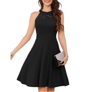 Imagem de Vestido Bbonlinedress Plus Size Halter Cocktail Wedding Preto