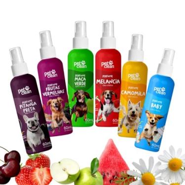Imagem de Pet Clean Kit com 6 Perfumes para Cães e Gatos, 60ml cada, Fragrâncias Baby, Melancia, Maçã Verde, Frutas Vermelhas, Pitanga Preta e Camomila