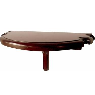 Imagem de Hathaway Mesa de parede premium Half Moon Shelf – Mesa de bar montada na parede de 59,7 cm x 30,5 cm com descanso para tacos de sinuca – Prateleira de madeira maciça e meio círculo MDF – Móveis para