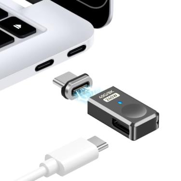 Imagem de HESKUL Adaptador magnético USB C reto, porta lateral USB C adaptador magnético 240W 24 pinos com USB4 40Gbps 8K 60Hz para Thunderbolt 3/4, MacBook Pro/Air, Swtich e mais dispositivos tipo C, preto