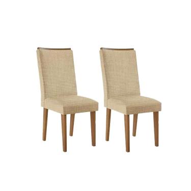 Imagem de Kit 2 Cadeiras de Cozinha Lunara 2 Un Imbuia/Linho Bege Turim - Rufato