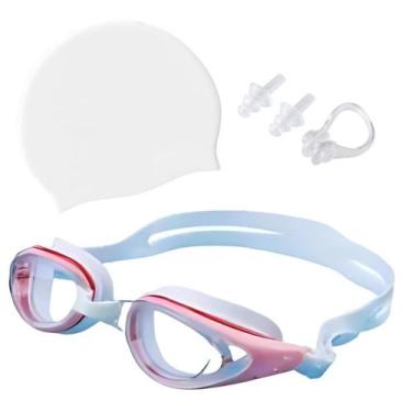 Imagem de Kit Óculos Touca Silicone Protetor Nasal Aurícular Natação Profissiona