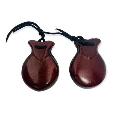 Imagem de 2X Par De Castanholas De Madeira Verniz Escuro Instrumento