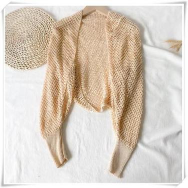 Imagem de Cardigan Feminino Crochê Manga Comprida - Frente Aberta com Decote em 