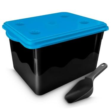 Imagem de Porta Ração Armazenador Pote Container Até 10 Kg Resistente + Pá Coletora MecBox(Azul)