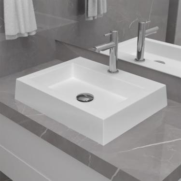 Imagem de Cuba Pia de Apoio Sobrepor Retangular 47x37 Banheiro Lavabo Beltempo BT-2727 (Branca)
