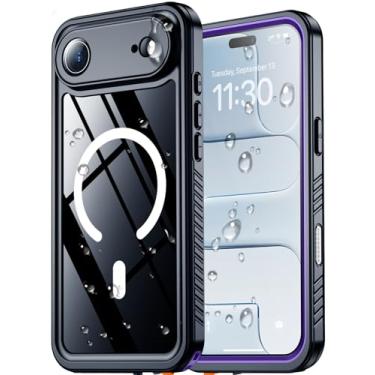 Imagem de SPIDERCASE Capa magnética para 17 Air à prova d'água, lente embutida e protetor de tela, [IP68 debaixo d'água] [15 pés militar à prova de choque] [à prova de poeira] capa de telefone anti-arranhões