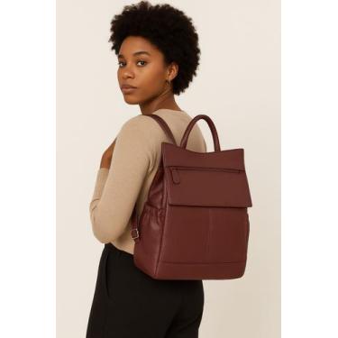 Imagem de Mochila Feminina de Couro Anti Furto Grd Zup Milano - Zup Bags, Bordô