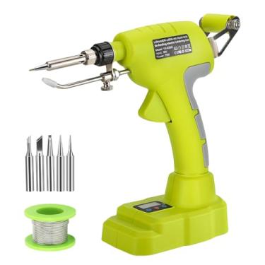 Imagem de Choerinton Ferro de solda compatível com kit de ferro de solda de bateria Ryobi de 18 V, pistola de solda de 75 W, ferro de solda de alimentação automática com fio de solda de 0,1 cm, 5 peças de