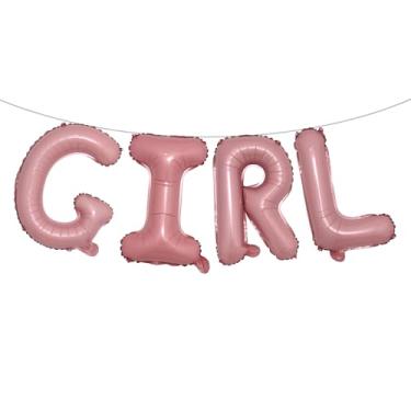 Imagem de Letras de balão de 40,6 cm para meninos ou meninas | Balões reveladores de gênero, decorações de revelação de gênero | Decorações de chá de bebê (rosa menina)