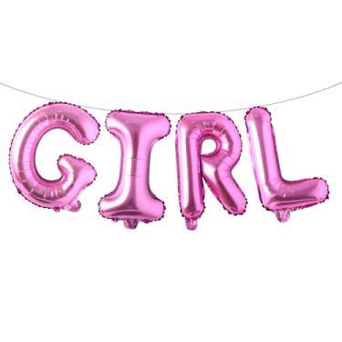 Imagem de Letras de balão de 40,6 cm para meninos ou meninas | Balões reveladores de gênero, decorações de revelação de gênero | Decorações de chá de bebê (menina rosa vermelha)