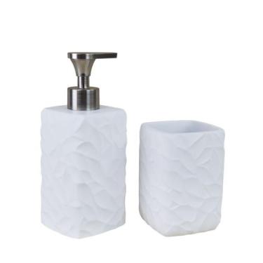 Imagem de Kit Banheiro Lavabo - Dispenser Porta Escova Laradore Branco