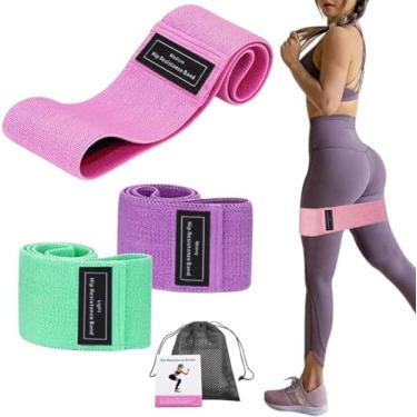 Imagem de Kit 3 Faixa Elastica Hip Mini Band Treino Exercicio Academia Yoga Alongamento intensidades Leve Média e Forte