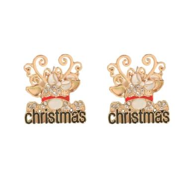 Imagem de Brincos femininos com estampa de rena de Natal – Delicado cristal zircônia cúbica alce cervo enfeite de Natal decorações de fantasia suprimentos brincos de joias fofas festivais, Standard, Cristal