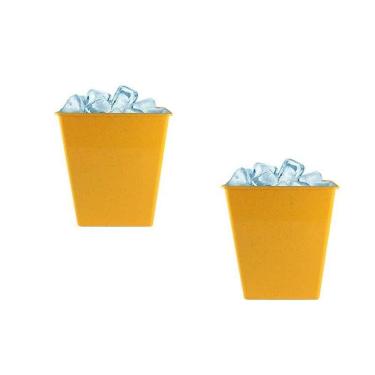 Imagem de Kit 2 Balde Gelo Fibra Madeira Amarelo 2,6L