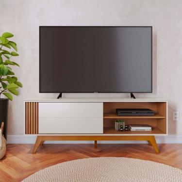 Imagem de Rack Ripado para TV até 65 Polegadas 1 Porta de Correr com Pés de Madeira Otawa Colibri