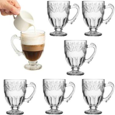 Imagem de Conjunto 6 Xícaras Café Vidro 190ml Decoração Estilo Canto Do Café Chá