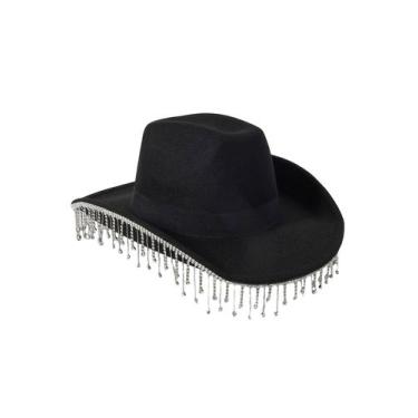 Imagem de Chapéu de cowboy QWINEE feminino com decoração de strass ocidental