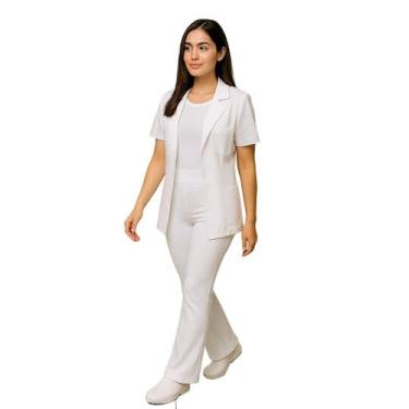 Imagem de Calça Flare, Boca de sino Branca, Cintura Alta, Leggin, Moda Feminina,