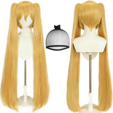 Imagem de Peruca loira de rabo de cavalo Joneting+ boné de cabeloPeruca longa lo