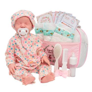 Imagem de Bebê Reborn Menina 100% Silicone Pijama Florido Com Bolsa - Cegonha Re