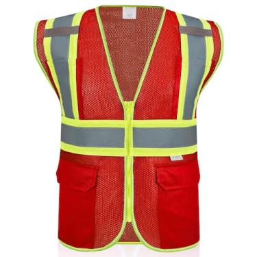 Imagem de Colete de segurança SULWZM Red XL com zíper e bolsos