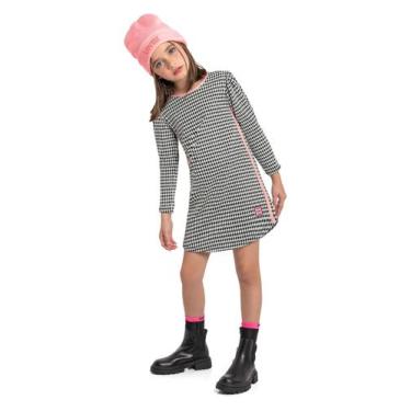 Imagem de Vestido Infantil Jacquard Manga Longa Quimby, Branco, 4