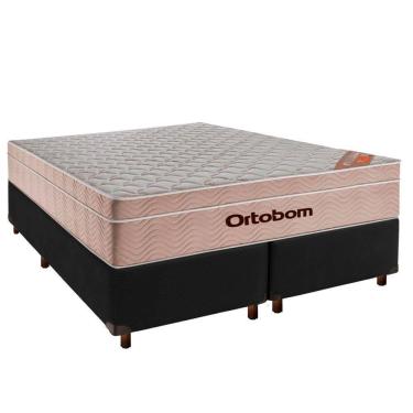 Imagem de Conjunto Cama Box Preto Queen + Colchão Molas Ensacadas Airtech Ortobom
