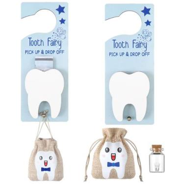 Imagem de Caixa de armazenamento DoubleFill Tooth Fairy Holder azul marrom 25x10