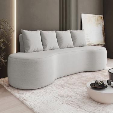 Imagem de Sofá 3 Lugares Orgânico 210cm com Almofadas Benin Bouclê Cinza B03 - D'Rossi