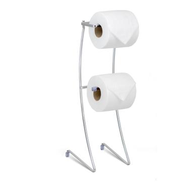 Imagem de Porta Papel Higienico de Chão Laminado Suporte para 2 Rolos Cromado