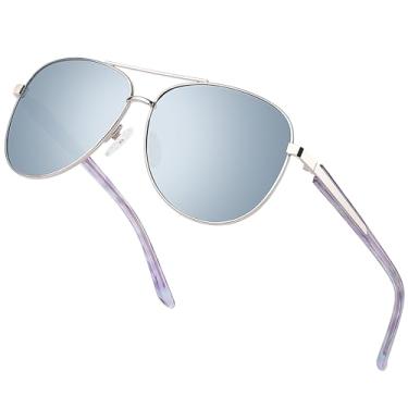 Imagem de BIRCEN Óculos De Sol Aviador Polarizados Para Mulheres: Quadrados Acetato Com Proteção Uv E Estilo Clássico Retrô