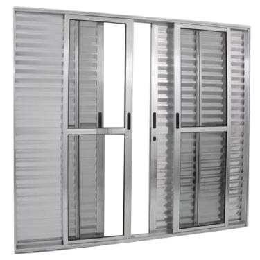 Imagem de Porta balcão 6 folhas 2,10x1,50 LINHA 20 COM TRINCO no alumínio brilhante