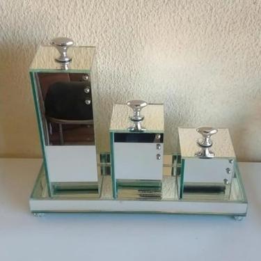 Imagem de kit organizador com bandeja para banheiro (Espelho com prata)