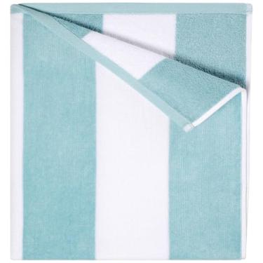 Imagem de GABAO Toalha de praia de algodão grande - 178 cm x 89 cm | Toalha listrada grande - Pano felpudo macio clássico e absorvente para piscina, praia, viagens e resort (turquesa)