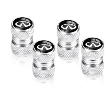 Imagem de 4 peças de tampas de haste de válvula de pneu para automóveis Infiniti QX50 Q50 Q70 Q70L Q60 QX30 QX60 Infiniti Series veículos e outros veículos motorizados tampas de válvula de pneu prata