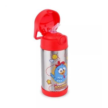 Imagem de Garrafa Térmica Infantil 350 ml Desenho Animado – Canudo de Silicone, Trava Segura, Design Divertido Aço inoxidável